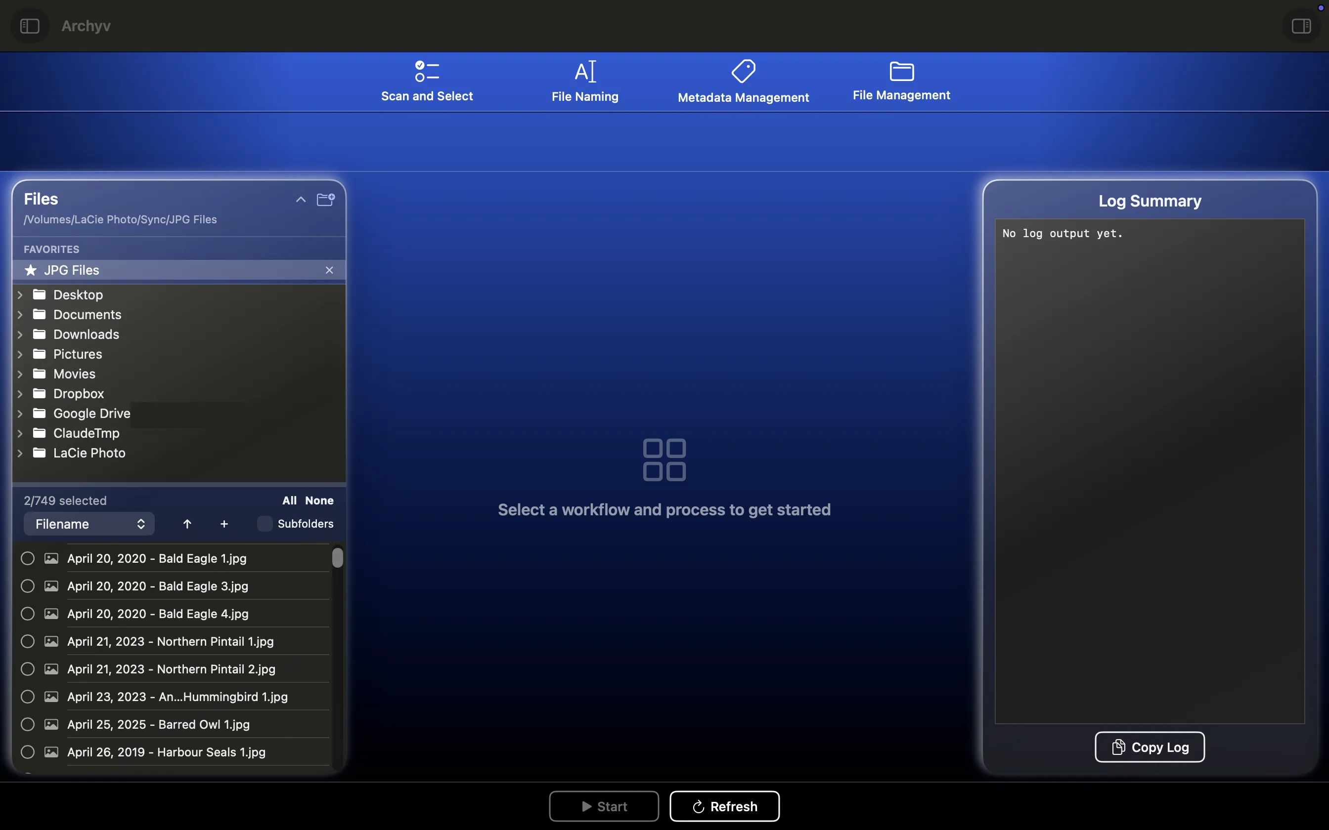 The Archyv main window on macOS
