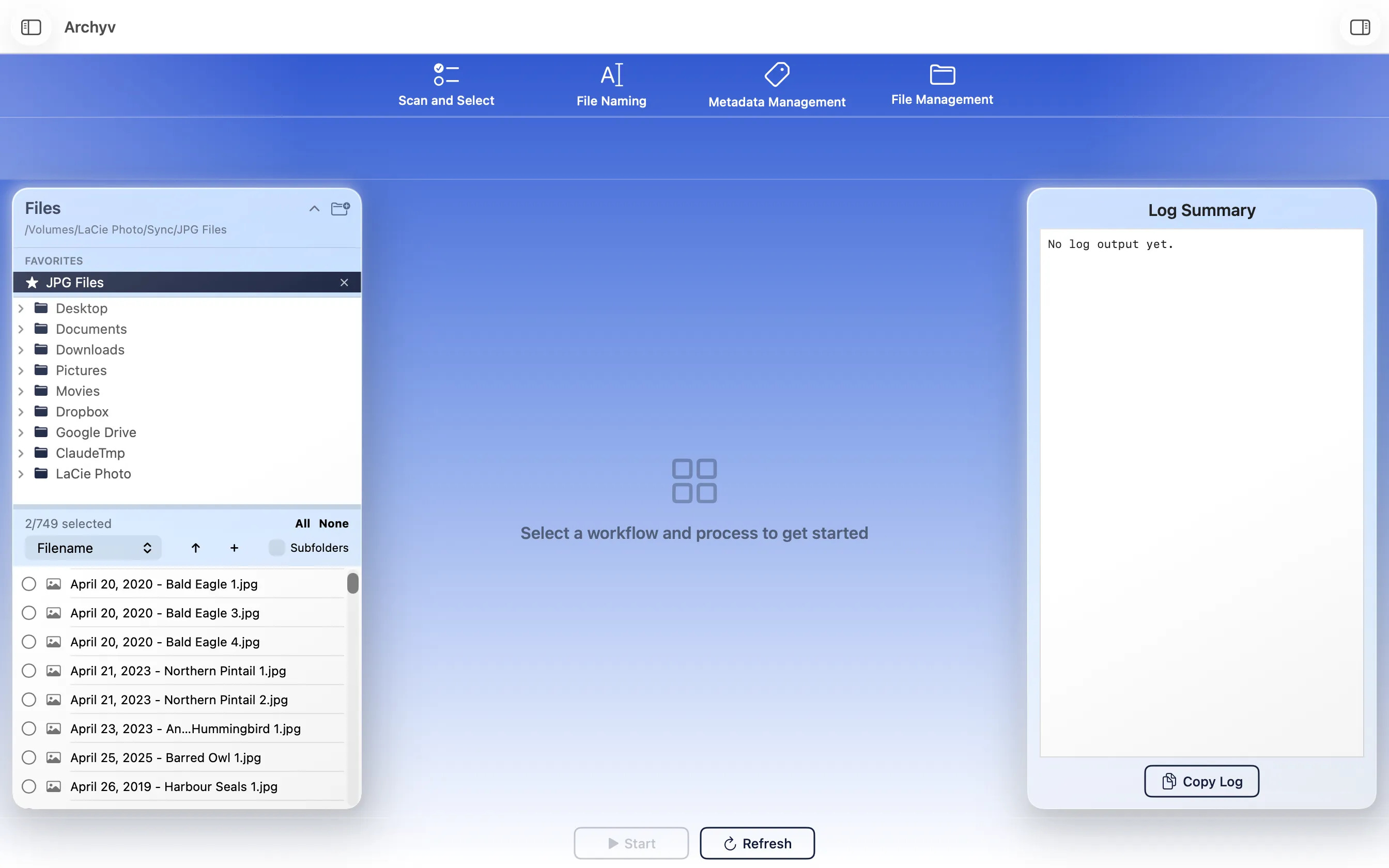 The Archyv main window on macOS